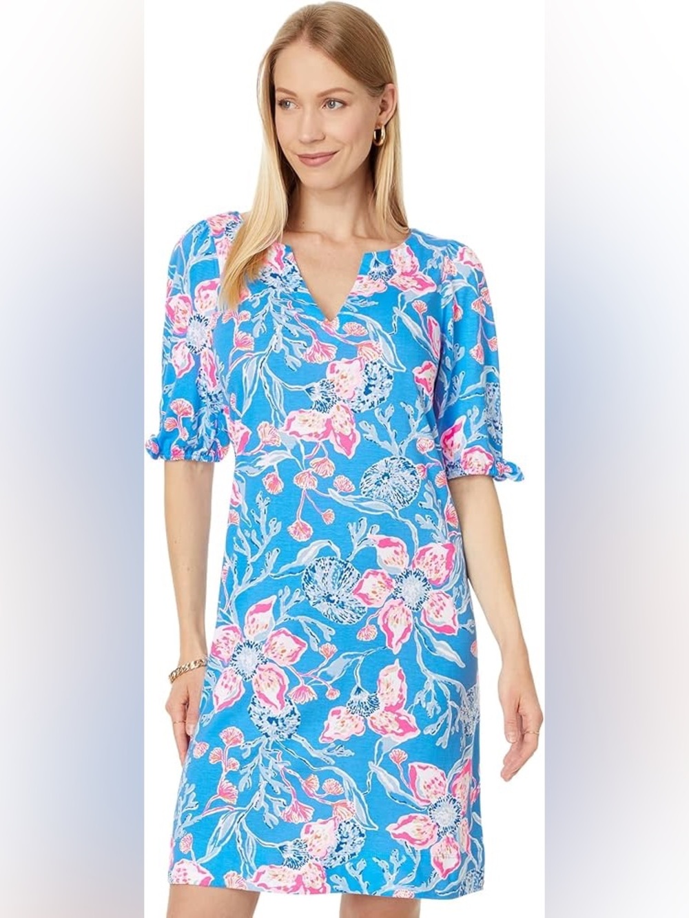 Lilly Pulitzer Easley Puff Sleeve Cotton Shift Dress